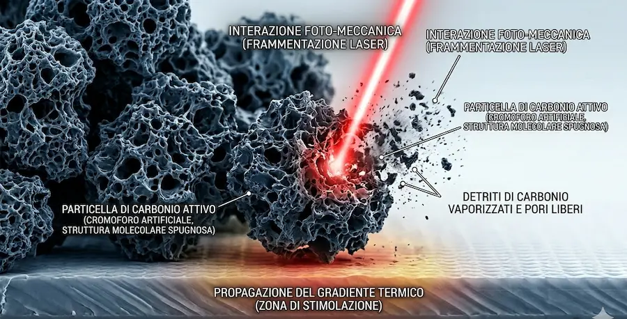 Spiegazione grafica del funzionamento carbon peel laser