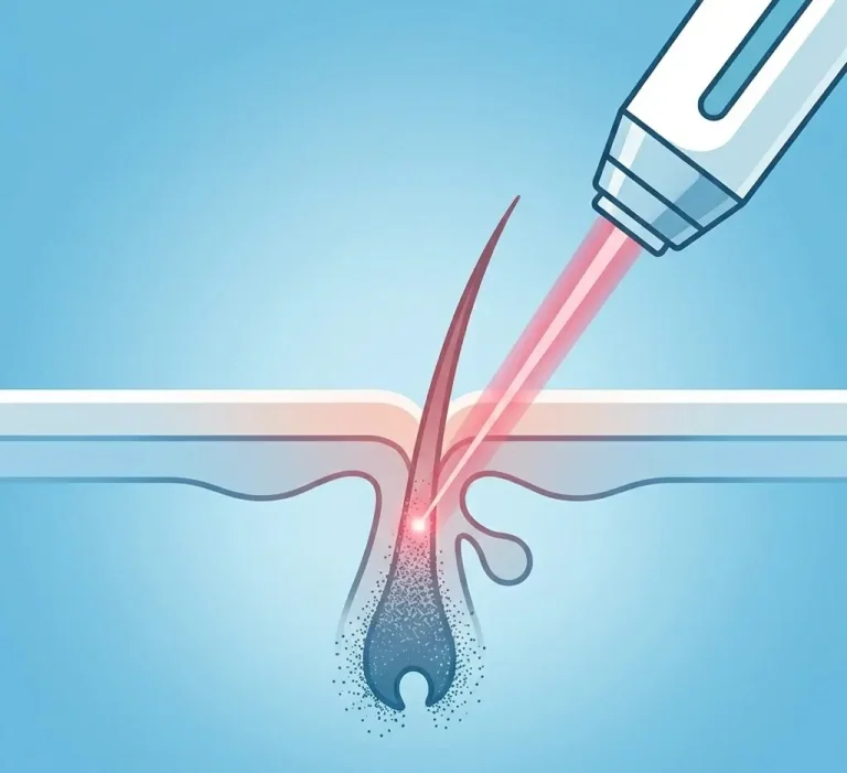 grafica del laser che brucia il pelo