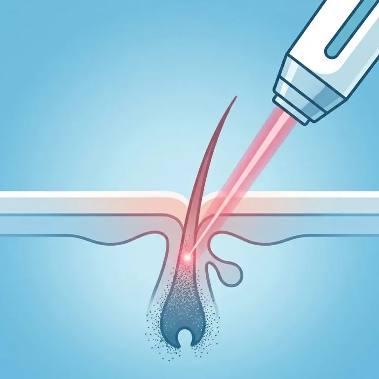 grafica del laser che brucia il pelo